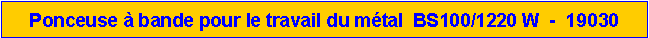Zone de Texte: Ponceuse � bande pour le travail du m�tal  BS100/1220 W  -  19030